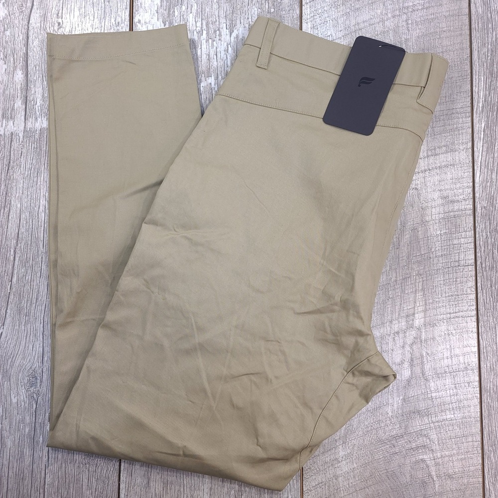Fabletics High Side Chino Mens 36x30 Khaki Tan Modern Slim Fit Pants NWT